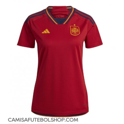 Camisa de time de futebol Espanha Replicas 1º Equipamento Feminina Mundo 2022 Manga Curta